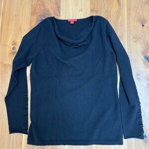 Elegant Black Cowl Neck Sweater with Relaxed Fit